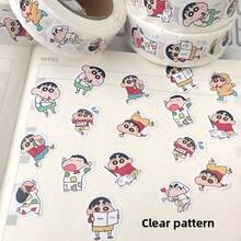 500/1000张蜡笔小新卷曲贴纸，卡通可爱同款，高价值装饰品，适用于学生、手账封口、手机壳、涂鸦、防水、DIY、装饰、卡通、行李箱、笔记本、水杯、吉他等。