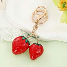 Creative New Dripping Oil Strawberry Fruit Keychain, Exquisite Ladies Bag Keychain, Car Keychain, Small Gift, Cute Zinc Alloy Accessory, Autumn - One Size - View 4