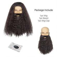 Topcosplay Men's Wig And Beard Set, Long Cosplay Halloween Costume Party Wizard Wig - 彩色 - 查看 3