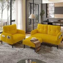 Premium Cord Fabric Stool With Metal Frame - Super Soft Velour Cover For Maximum Comfort - Versatile As A Footrest, Seat Stool, Or Side Table - Quick And Tool-Free Assembly - Yellow + Cord + Foam+1 Seat - View 8
