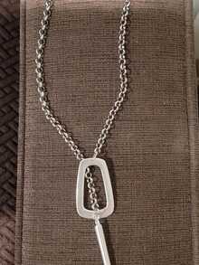 1 chiếc vòng cổ choker hình vuông rỗng bằng kim loại bạc độc đáo thời trang có thể điều chỉnh, vòng cổ dài bằng kim loại chống trượt hình vuông mở phóng đại kiểu Punk, thích hợp cho trang phục hàng ngày, đi nghỉ, dự tiệc của phụ nữ - Bạc - Xem 2