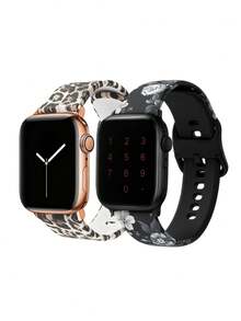 1PC Leopard Print Silicone Watch Band Strap Compatible With Apple Watch 49mm 46mm 45mm 44mm 42mm 41mm 40mm 38mm,Stylish Women's Casual & Elegant Silicone Watchbands Accessories Compatible With IWatch Series 11 SE3 10 9 8 7 6 5 4 3 2 1 Ultra3/2/1,Fashion Watch Strap Compatible With Apple Watch Bands,Ideal For Daily Outfits Outdoor Activities Casual Occasions,Great Birthday Christmas Back To School Gift