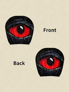 2Pcs Red Evil Eye Car Headrest Covers – Funny & Stylish Elastic Seat Pillow Covers For Car Interior, Washable Breathable Ice Silk Design, Universal Fit For Front Seats, Perfect For Long Drives & Auto Decor - Multicolor - View 6