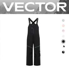 VECTOR MOTION GLOW经典直筒滑雪背带裤，男女通用，弹力面料，防水，耐磨，防风，透气，保暖，适用于单板/双板滑雪，黑色，冬季运动 - 黑色 - 查看 12