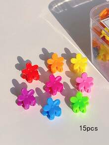 15/50pcs Vibrant Candy Color Flower Hair Clips, Cute & Hiphop Small Design Hair Accessories For Girls, Suitable For Festivals, Parties, Casual Occasions - Multicolor - View 11