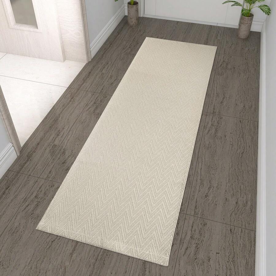 Kitchen Runner Rug 100% Cotton Non-Slip 45cm X 2.00m Zig Zag  Gray - Màu be - Xem 1