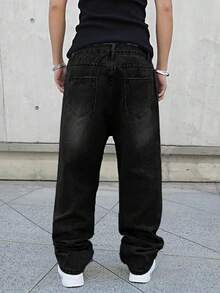 Y2K 男士新款水洗宽松牛仔裤，休闲四季百搭简约牛仔裤