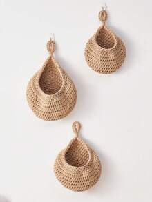 INS Creative Macrame Wall Hanging Teardrop Bird Nest Net Bag, Handmade Woven Cotton Rope Fruit Vegetable Storage Net Bag, Kitchen Decor Wall Hanging Net Bag, Vegetable Fruit Storage Basket, Bird Nest Wall Mounted Net Bag - Multicolor - View 8