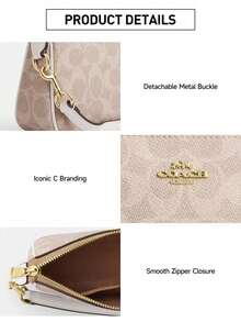 Coach Nolita 19 Shoulder Bags for Women Cute Hobo Tote Handbag Mini Clutch Purse with Zipper Closure - 沙色拼粉紅色 - 查看 6