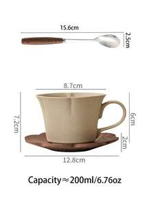 1 Set Of 250ml/8.45oz Ceramic Coffee Mugs, Handmade Retro Style Cups, Terracotta Color, Round/Square Handle, Straight Cylinder Shape, Suitable For Water, Home & Office Use, All Seasons