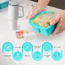 Silicone Freezer Tray With Lid 2 Pack Silicone Freezer Molds Ice Cube Tray Makes 4 Perfect 1 Cup Portions  Meal Prep Containers- Oven & Dishwasher ,28245511 - 淺灰紫 - 查看 2