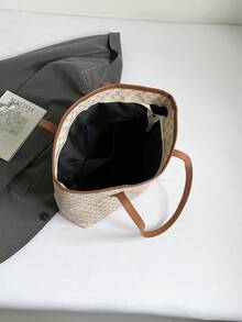 2025 New Autumn/Winter Fashion Tote Bag, Underarm Leopard Print Large Capacity Shoulder Handbag For Commuting - Beige - View 4