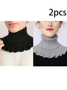 1/2pcs Women's Winter Scarf, Soft Polyester Fiber, Elegant Design, Elastic And Warm, Knitted Scarf, No False Hair