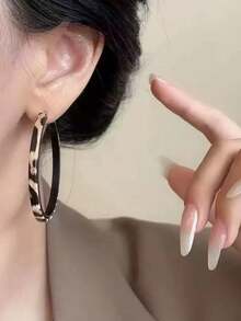 新款秋冬复古别致红色豹纹耳环，时尚简约独特设计，精致耳环 - 彩色 - 查看 2