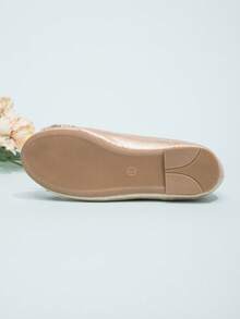 Girls' Casual Minimalist Dance Performance Solid Color Flat Loafers, Spring/Autumn - Gold - View 4