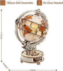 Robotime ROKR Glow-In-The-Dark Globe 3D Puzzle Set, Mechanical Building Structure Jigsaw Craft, Holiday Gift For Interior Decor, Building Toy For Teens And Adults - Multicolor - View 6