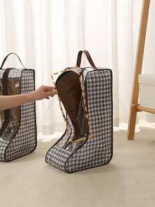 1/2个装千鸟格纹鞋防尘袋多功能手持透明防潮鞋袋长/短鞋保护袋，鞋子收纳袋透明短靴长靴防水防尘保护袋旅行便携式鞋子整理袋