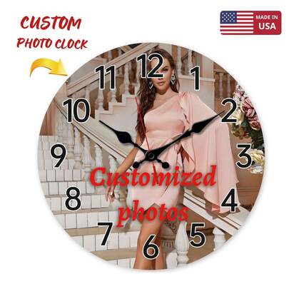 1Pc Custom Photo Wall Clock Set - Personalize Your Favorite Memories, Battery-Powered  Personalized Clock, Easy To Assemble, Perfect For Families, Pets And Couples, Ideal Birthday And Anniversary Gifts, Unique Home Decor,For Birthdays, Weddings, Halloween, Christmas, Parties, Father's Day/Mother's Day, Home Decor, Bedroom Aesthetics, Room Flags, Room Decor For Weddings, Christmas, Inauguration Ceremony, Tea Room, Bedroom, Living Room,Room Flag, Personalized Photo Wall Clock Art, Seasonal Selection,  Home Refresh Decor