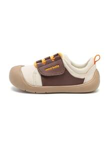 mini bala 儿童帆布鞋 男女童透气软底魔术贴室内运动鞋 - 白咖色調 - 查看 2