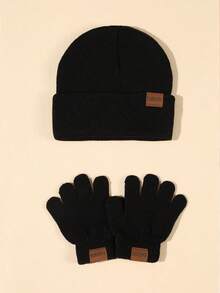 3pcs/Set Infant & Toddler Unisex Autumn/Winter Car Logo Knitted Hat And Gloves Set (3 Hats + 3 Pairs Of Gloves), Warm And Cozy - Multicolor - View 3