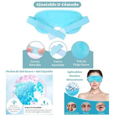 Antifaz de Gel para Ojos Reutilizable, Mascara para Ojos para Ojos Hinchados/Ojeras/Migraa/Alivio del Estrs, Compresas de Gel Frio Caliente con Respaldo de Felpa Suave, Antifaz Dormir Gelu2026