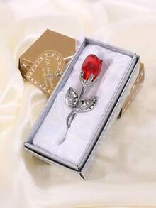 1PC Crystal Glass Rose Flower Figurines Valentine's Day Favors Lovers' Gift Souvenir Home & Wedding Decor Valentines Day Gift - Multicolor - View 10