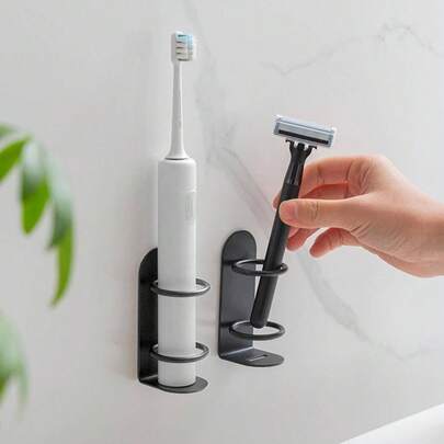1-2 adet Ağır Hizmet Tipi Demir Duvara Monte Elektrikli Diş Fırçası ve Tıraş Bıçağı Tutucu - 2'si 1 Arada Banyo Saklama Rafı, Vantuzlu Montaj, Yerden Tasarruf Sağlayan Modern Siyah Beyaz Tasarım, Çizilmeye Dayanıklı Sağlam Yapı, Banyo Saklama İçin Uygun (Elektrikli Diş Fırçası ve Tıraş Bıçağı ile Uyumlu) - Delme Gerektirmeyen Montaj, Sağlam Demir, Minimalist Siyah Beyaz Kaplama, Kompakt ve Pratik