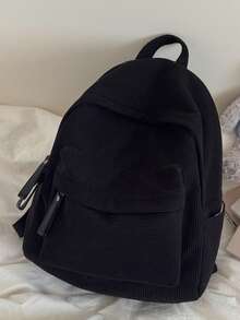 Balo mini, Balo nhỏ vải nhung trơn màu, Cặp sách nhỏ - màu đen - Xem 4