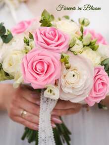 30 Pcs Realistic Roses Artificial Flowers , Fake Roses With Bendable Long Stems, Autumn Decor, Texture Flowers For Wedding Decorations,Home Decor, Arrangement, Event, Holiday,Parties.(Every 30 With 2pcs Of Leaves)