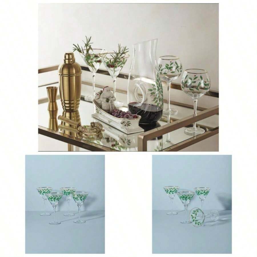 893570 Holiday Decal 4 - Piece Martini Glass Set, Drinkware Set, Holiday Hosting - Clásico - Ver 1