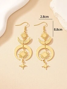 1 Pair Fashionable Creative Large Floral Alloy Earrings, Suitable For Daily Commute And Valentine's Day Wear - Yellow Gold - View 7