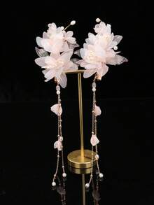 2件装珍珠流苏新娘发夹发簪头饰情人节配饰