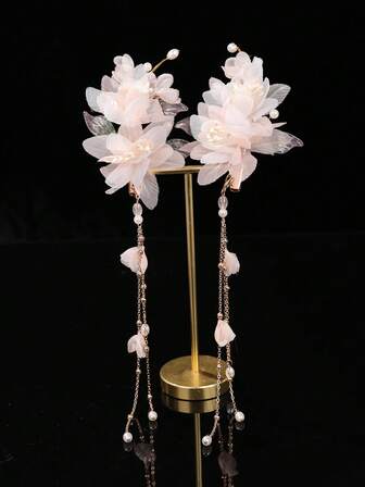 2 件珍珠流苏新娘发夹发夹头饰