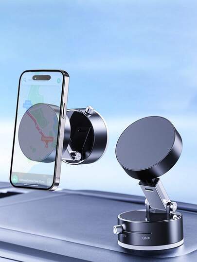 Upgraded Vacuum Magnetic Car Phone Holder With 360° Rotation & Foldable Design Strong Magnetic Absorption For IPhone Samsng Desktop Stand