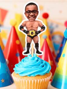 10/25/50/100/150pcs Cupcake Decorating, Fitness-Themed Cake Decorating, Muscular Warrior Wrestler Cake Hats, Bodybuilding Boxing Fighting Birthday Party Supplies, Personalized Tough Guy Gifts, Children's Boy Hero-Themed Birthday Party Gifts, Personalized Team Anniversary Gifts