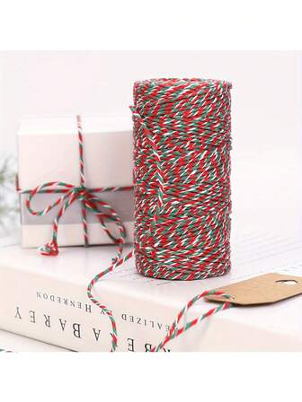 Zwaar gevlochten touw - rood, groen, goud, bruin en goud gestreept - decoratief touw geschikt voor Kerstmis, boomversieringen en tafeldecoraties - duurzaam polyestervezeltouw