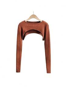 1pc Sweet & Spicy Style Long Sleeve Cropped Solid Color Versatile Dolman Sleeve,Gloves,Party - Multicolor - View 6