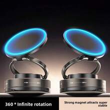 强力 N52 磁性手机支架，升级铝合金材质，360° 旋转折叠设计，配备真空吸盘 - 适用于汽车仪表板、浴室瓷砖和玻璃表面