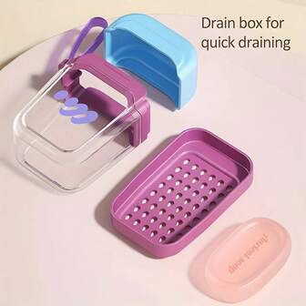 Scatola portaoggetti da toilette traspirante e drenante - 6 colori disponibili: viola/rosa/blu/giallo/verde/bianco, custodia per sapone portatile e impermeabile, essenziale per palestra e viaggi, organizer da bagno elegante