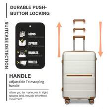 Multi-Texture Polypropylene Hard Shell Suitcase – 20"/24"/28" With TSA Lock (Cream & Brown) - 24 Inch - View 7