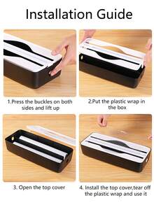 1pc Double Compartment Cling Film Cutter,2-In-1 Kitchen Cling Film Dispenser,Magnetic Plastic Packaging Film Dispenser,Plastic Wrap Dispenser With Slide Cutter,Strong Suction Cup Cling Film Cutter,Kitchen Wrap Dispenser