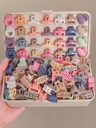 50pcs/Set Women Girls Bow & Heart Shaped Hair Clips, Minimalist Side Bangs Hairpins, Versatile & Gentle On Hair, Suitable For Daily Use Elegant Claw Clips Winter Hair Accessories Causal Hair Cluth Fashion Hair Claws