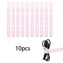 10pcs Reusable Silicone Pink Cable Ties - Adjustable Fastening Straps, Washable Cable Organizers, Multi-Purpose High Elasticity Wire Ties - Pink - View 7