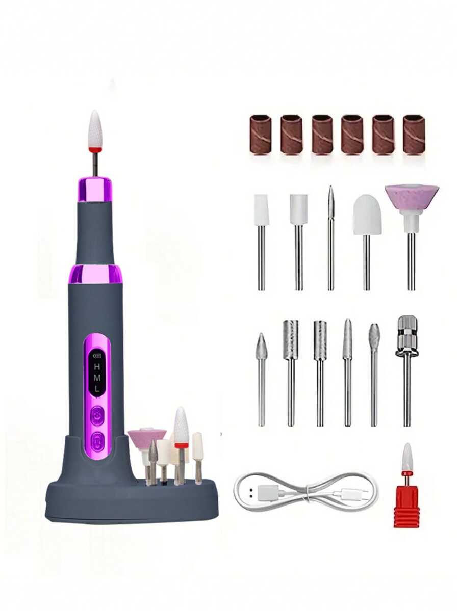 500mAh 无绳电动指甲磨甲器，专业美甲护理工具，专为美甲沙龙设计，适用于指甲修复