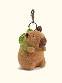 1PC Women's Green Cute Cartoon Capybara Plush Keychain, Cute Keychain, Cute Stuff,Plush Keyring,Cute Things,Funny Gifts