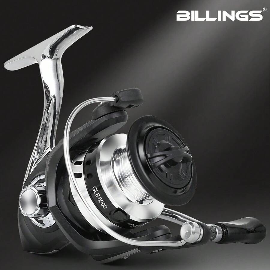 BILLINGS 旋转渔线轮，金属旋转渔线轮，CNC 铝制线轴，最大阻力 12KG，5.2:1 齿轮比，顺滑强劲的淡水咸水渔线轮，具有即时反向功能