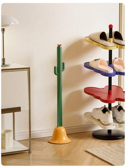 1 pièce Chausse-pied en forme de cactus, aide à la chaussure à long manche pour personnes âgées et femmes enceintes, 1 pièce Étagère de rangement pour chaussures en forme de papillon à plusieurs couches, 1 pièce Rangement à chaussures en forme de dopamine, support de rangement pour chaussures gain de place pour l'entrée, la chambre, le couloir