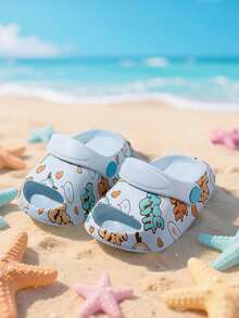 A Pair Of Summer New Soft Soled, Anti Slip, Lightweight And Comfortable Baby Hole Shoes With Cute Flowers - Dusty Blue - View 10