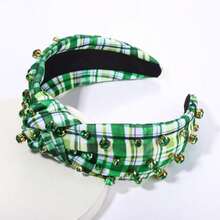 PHALIN St Patricks Day Headband For Women Green Lucky Shamrock Embellished Rhinestone Crystal Pearl Knotted Headband St Patricks Day Hair Accessories Irish Holiday Gifts (Shamrock 3) - ColorA - 查看 7