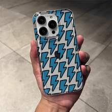 Funda de teléfono ultra-delgada a prueba de golpes y resistente a caídas para funda de teléfono: Funda de teléfono transparente con patrón de rayos azules y negros diseñada para iPhone 11 a 17, incluyendo las versiones Pro Max y Plus, que ofrece resistencia a los golpes y protección para la cámara. ¡Dale un toque elegante a tu teléfono favorito con una funda chic! - 1 pieza - Ver 4